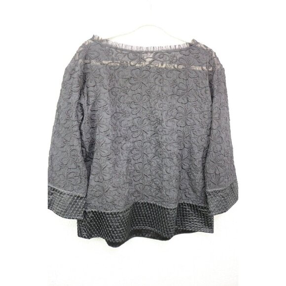 Sundance Embroidered Lace Sheer 3/4 Sleeve Top-Size Large-Silk Blend - Picture 9 of 11